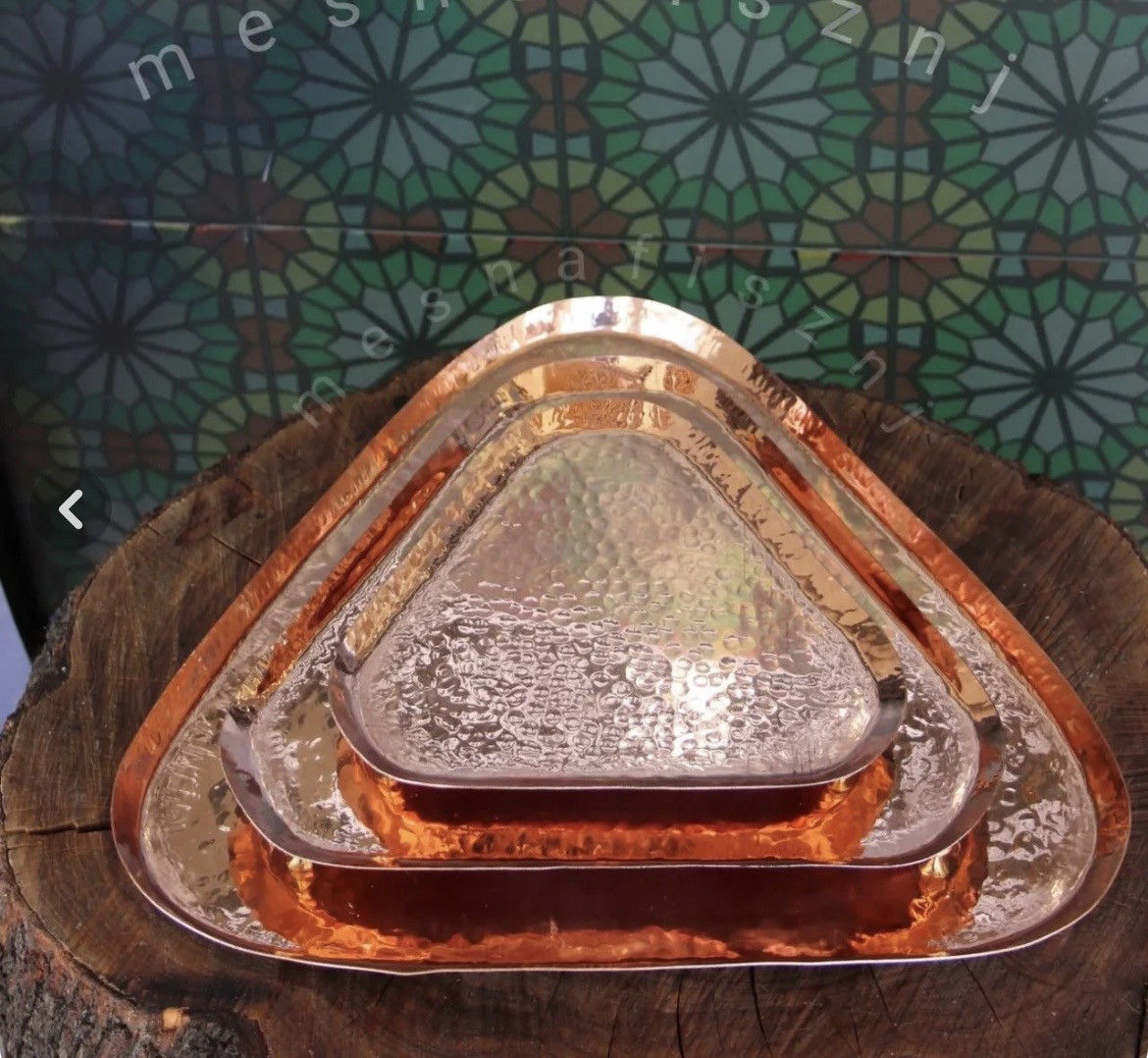 سینی مسی دست ساز مثلثی